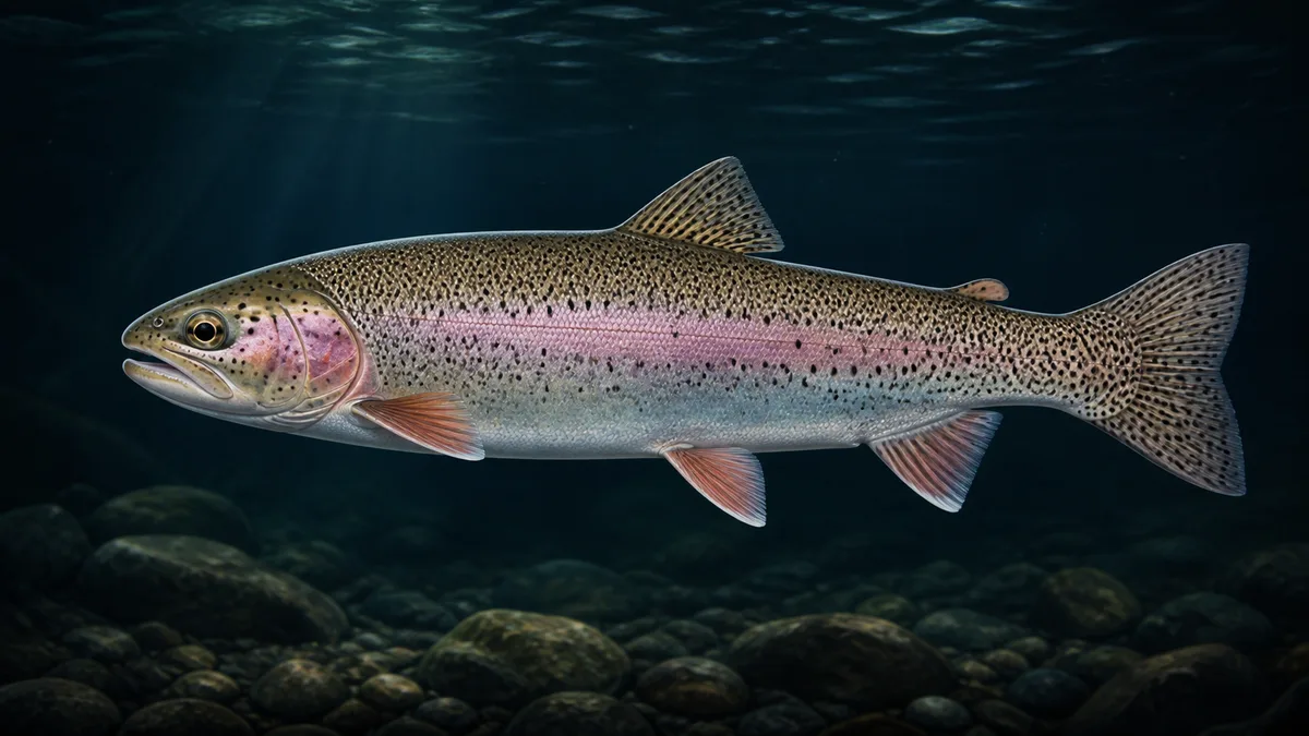 Illustratie van een forel onder water